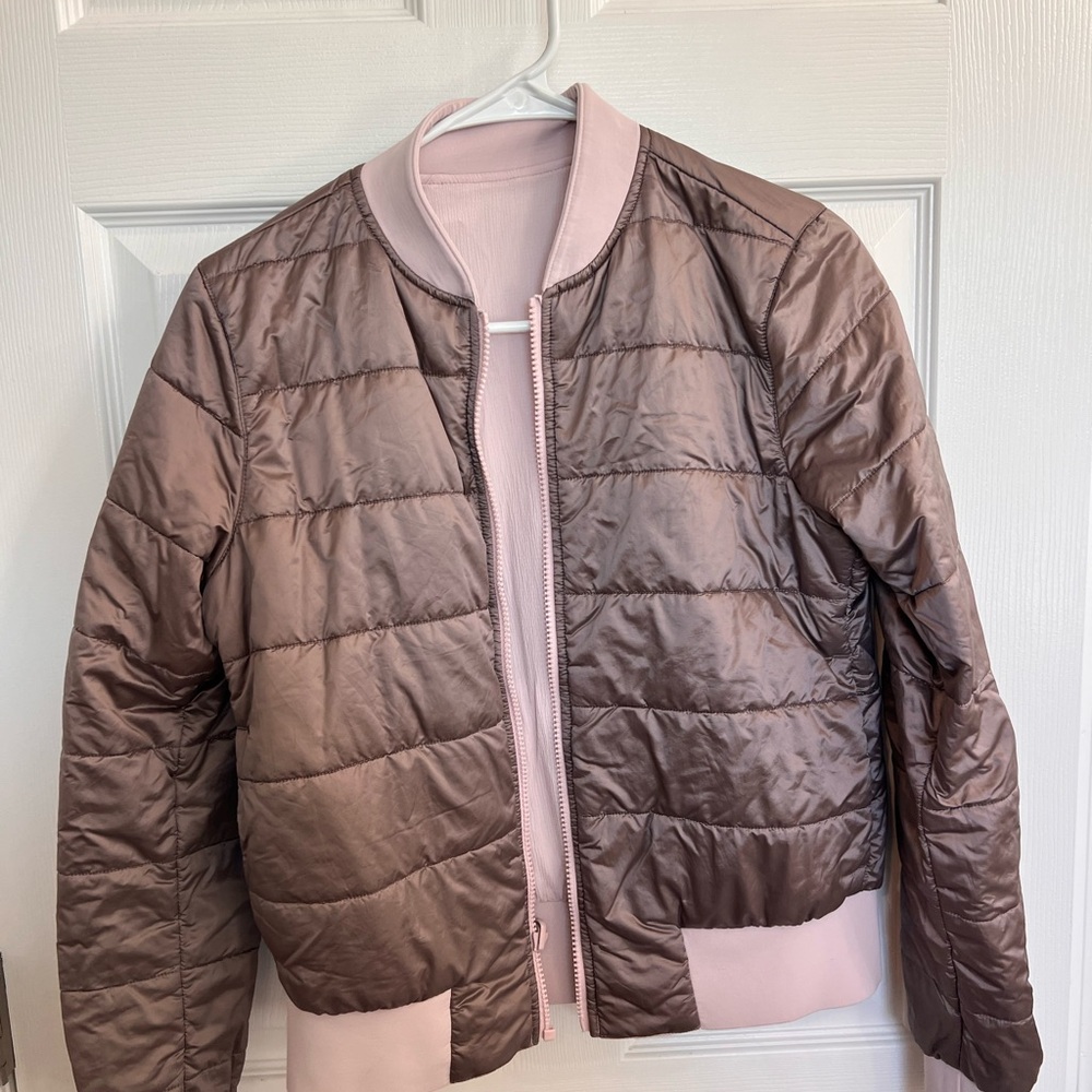 LULULEMON Non-Stop Bomber Jacket 2 Smoky Blush Reversible size 6